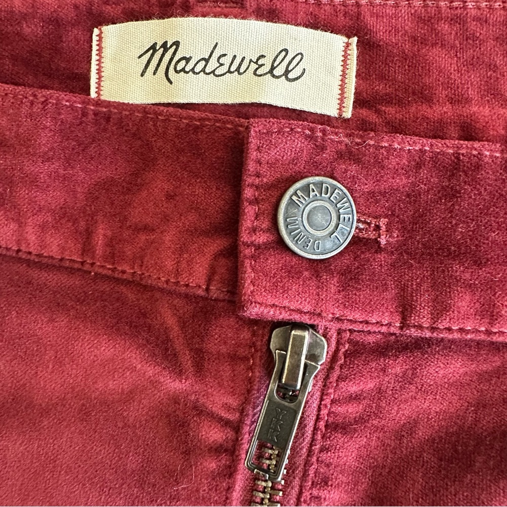 Madewell Stretch Velveteen Straight Zip Mini Skirt - Dark Cabernet - NWT - 27 - Picture 6 of 8